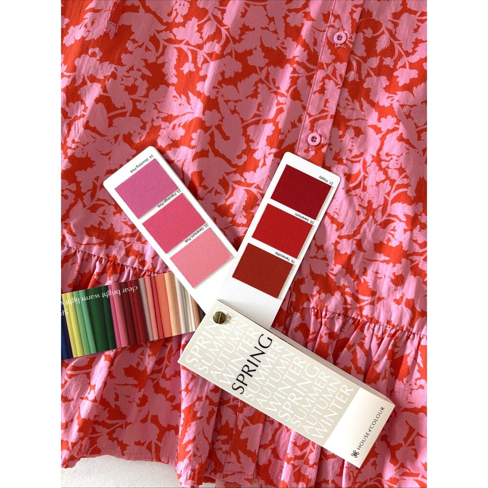 Sugarlips Sunset Floral Sammy Ruffle Top Drop Waist Dress Womens L Pink Warm Red - Picture 5 of 15